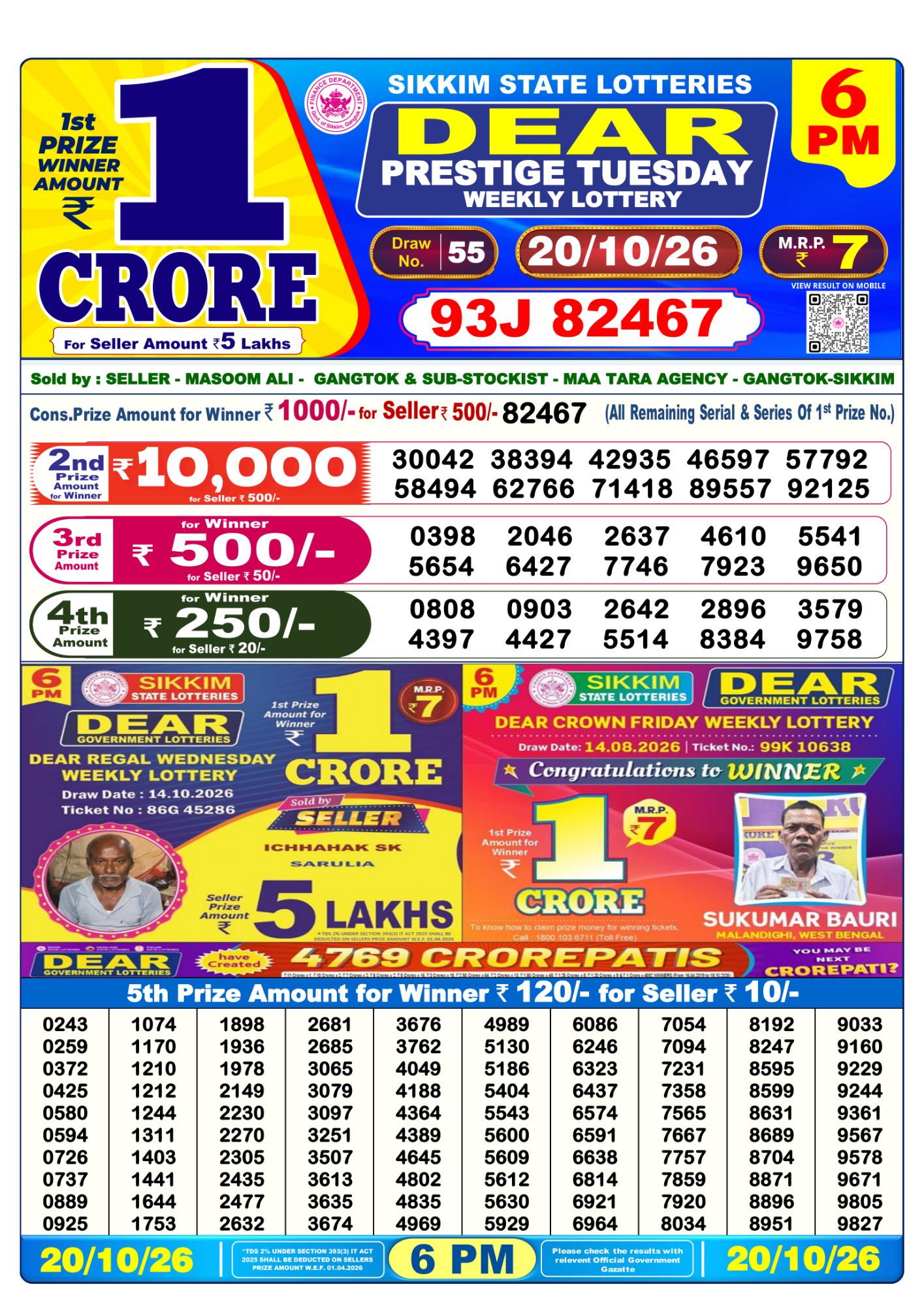 Dear Lottery 6PM Result